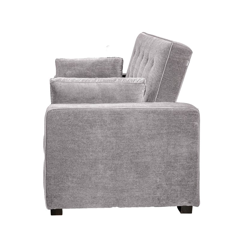 Serta Monroe Queen Convertible Loveseat in Light Gray Fabric Upholstery