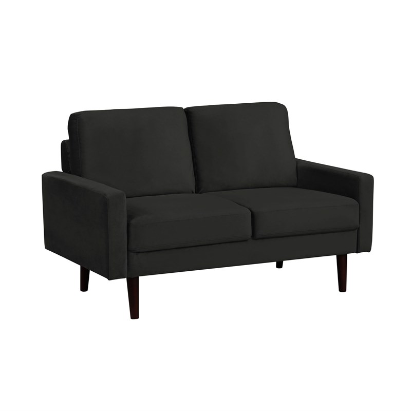 Lifestyle Solutions Michigan Loveseat in Black Fabric Upholstery