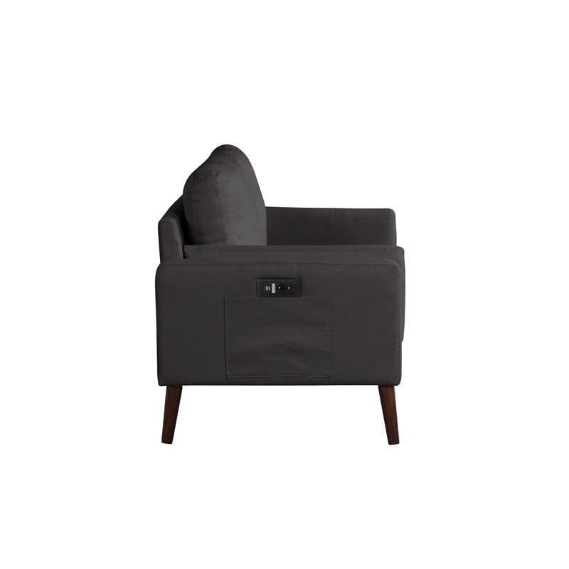 Lifestyle Solutions Nathan Loveseat in Black Fabric Upholstery