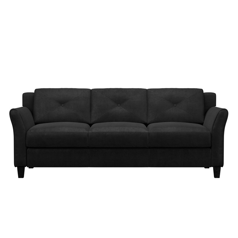 LifeStyle Solutions Hartford Sofa in Black Microfiber Upholstery