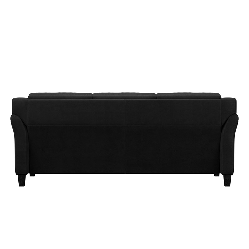 LifeStyle Solutions Hartford Sofa in Black Microfiber Upholstery