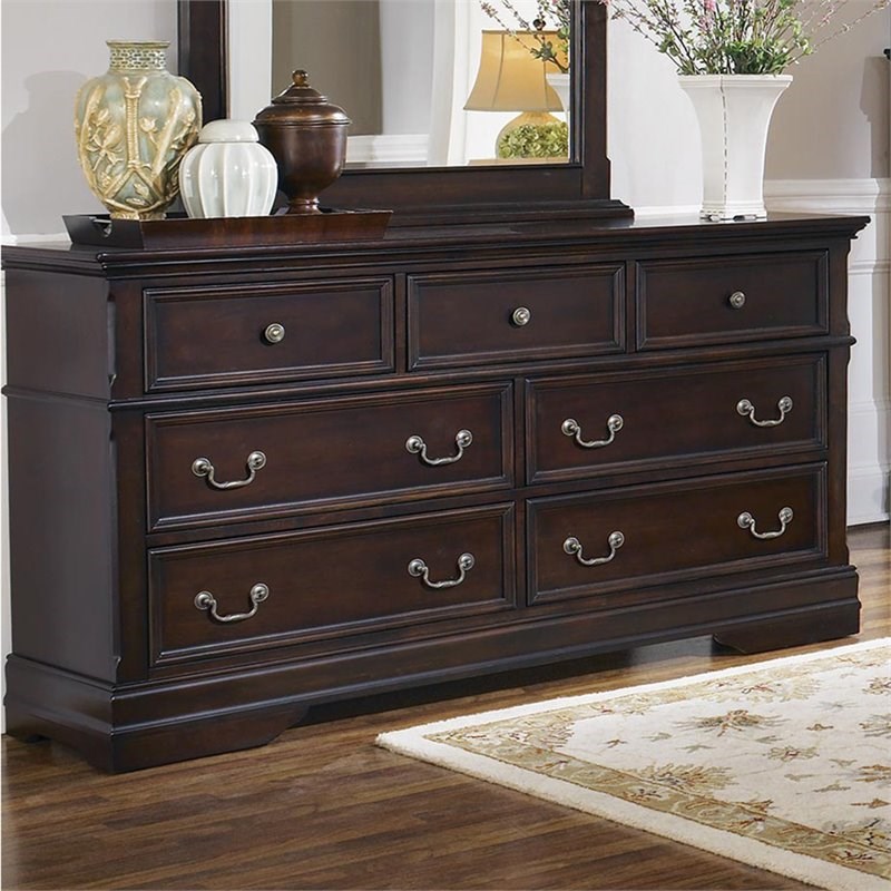 Coaster Cambridge 7 Drawer Dresser in Cappuccino and Antique Brass