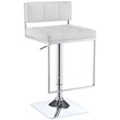 Coaster Upholstered Adjustable Bar Stool in White and Chrome