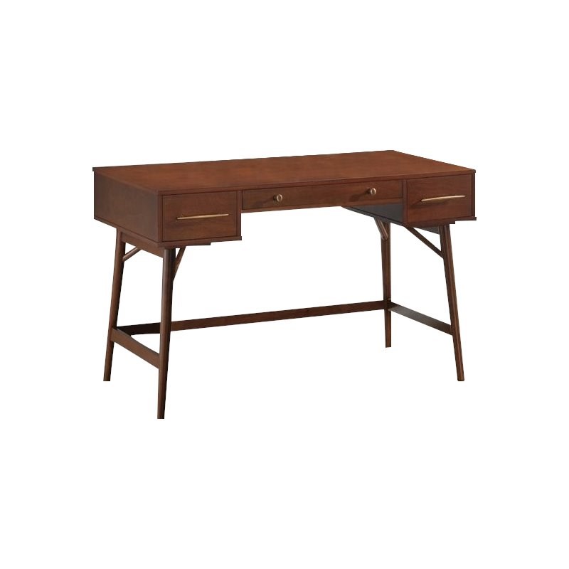 Coaster 3 Drawer Writing Desk in Walnut and Bronze Homesquare