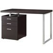 Coaster 3 Drawer Writing Desk in Cappuccino and Silver
