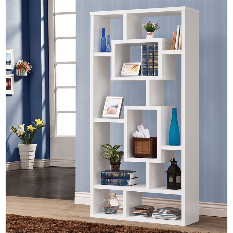 Coaster Casual Asymmetrical Bookcase in White