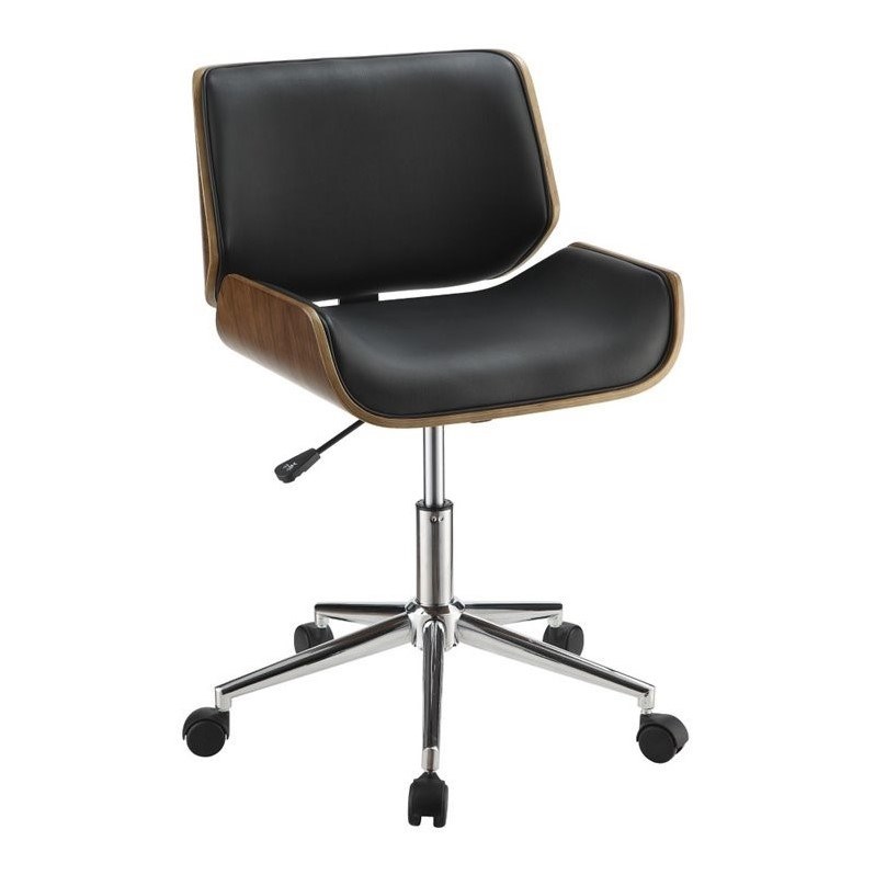 Coaster Contemporary Faux Leather Office Chair in Black and Chrome