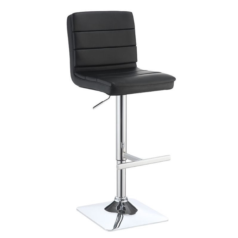 Coaster Contemporary Adjustable Bar Stool in Black and Chrome Homesquare