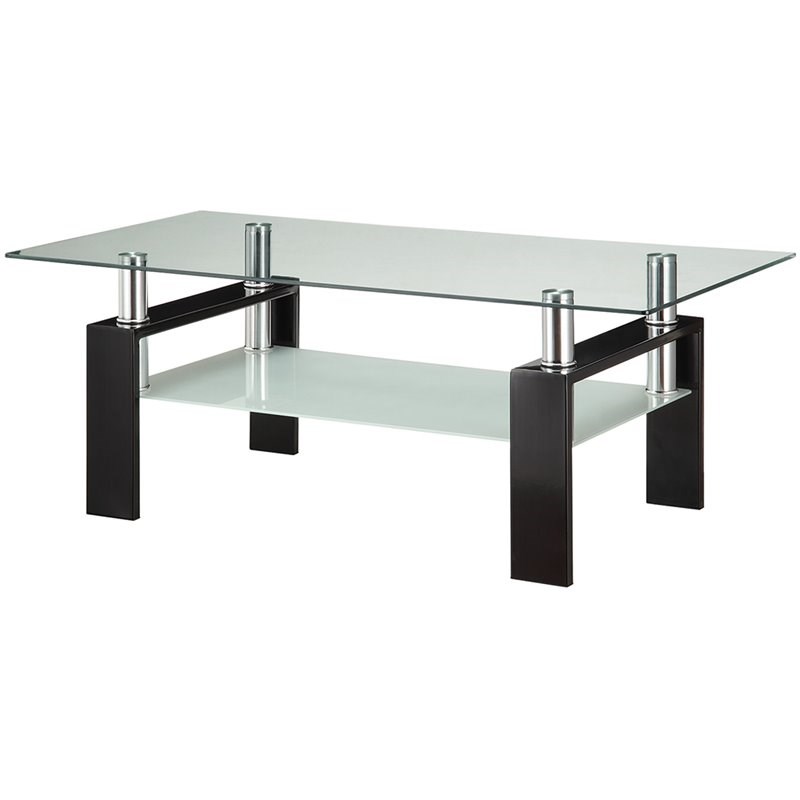 Coaster Glass Top Contemporary Coffee Table in Black