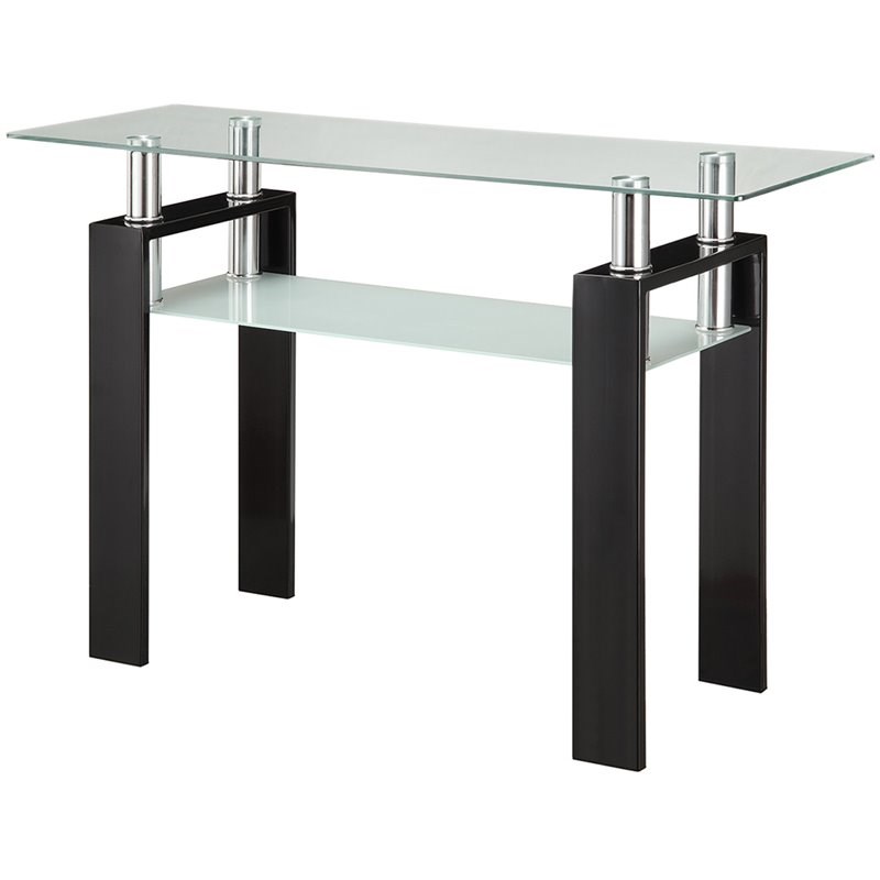 coaster glass top console table in black 702289