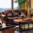 Coaster Princeton Leather Sofa with Rolled Arms in Burgundy and Merlot