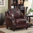 Coaster Princeton Leather Recliner with Nailhead Trim in Burgundy