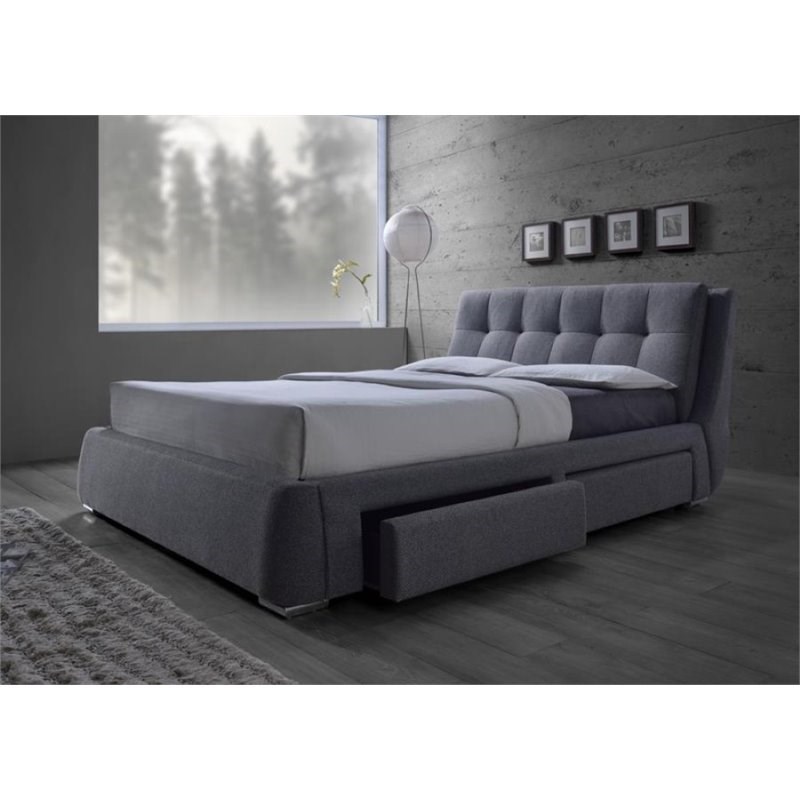 Coaster Fenbrook Upholstered Queen Platform Bed With Storage In Gray 300523q