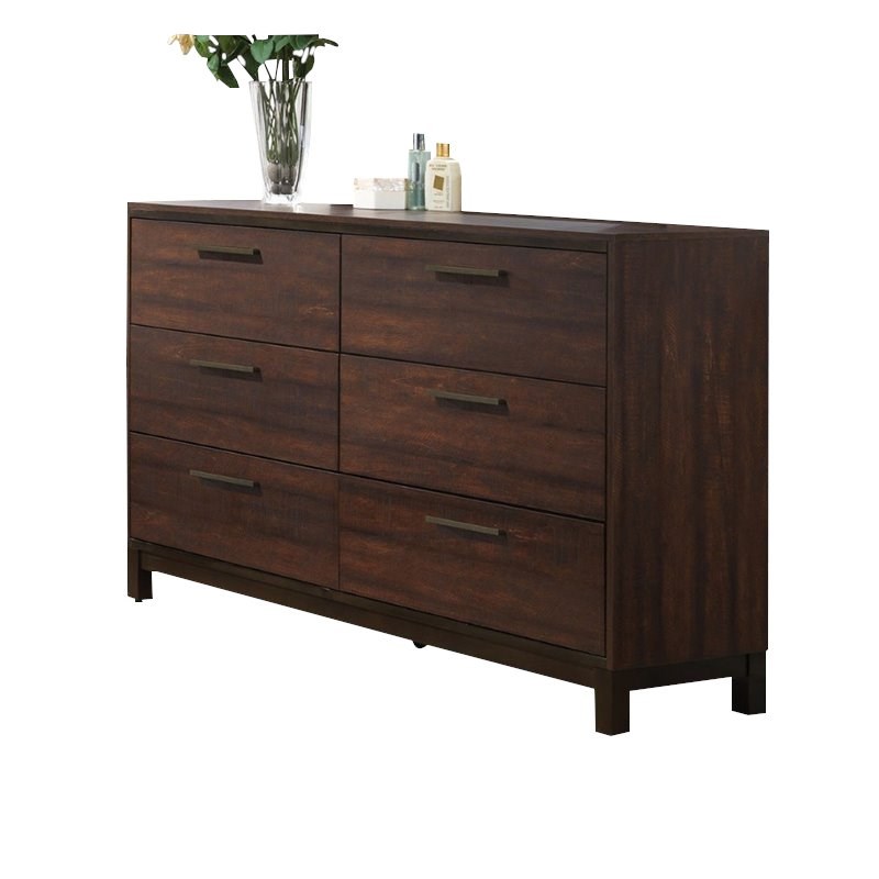 Coaster Edmonton 6 Drawer Dresser in Rustic Tobacco and Dark Bronze Homesquare