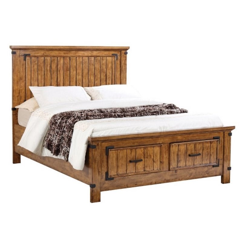 Coaster Brenner King Storage Panel Bed in Natural and Honey