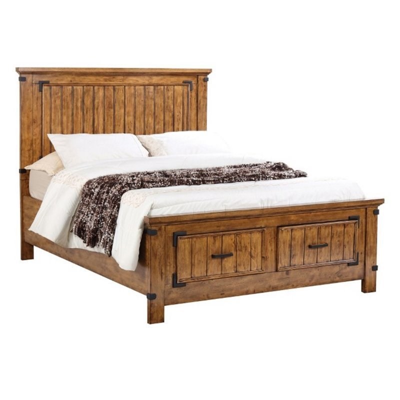 Coaster Brenner California King Storage Panel Bed in Natural and Honey
