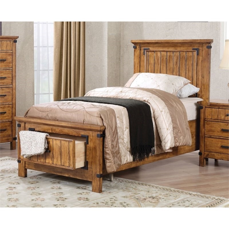 Coaster Brenner Twin Storage Panel Bed in Natural and Honey