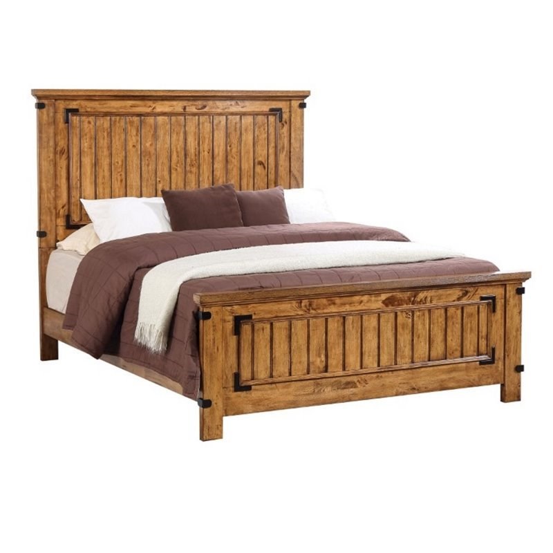 Coaster Brenner King Panel Bed in Natural and Honey