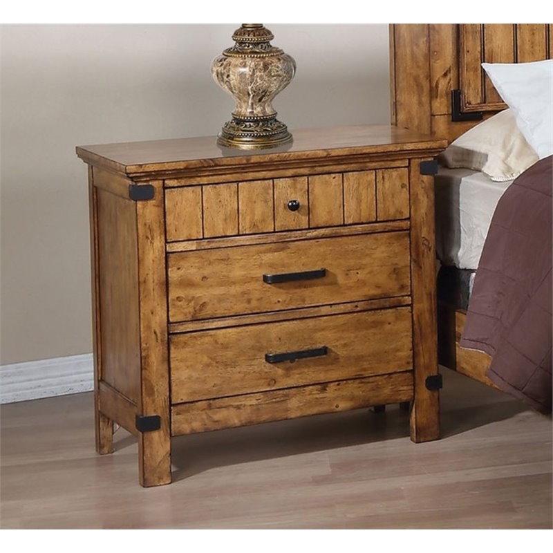 Coaster Brenner 3 Drawer Nightstand in Natural and Honey
