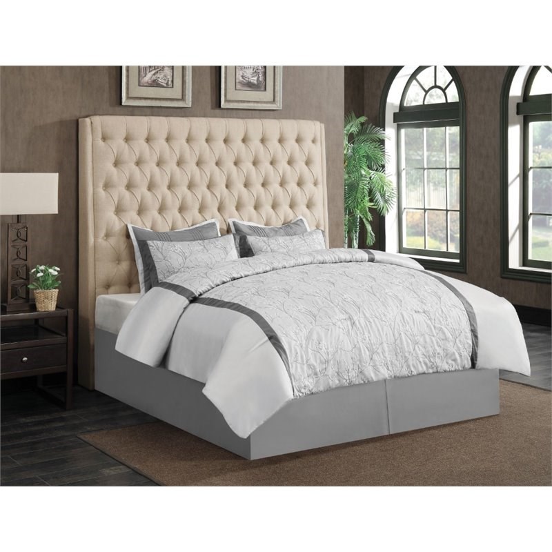 Coaster Camille Tufted Upholstered Queen Panel Headboard in Cream