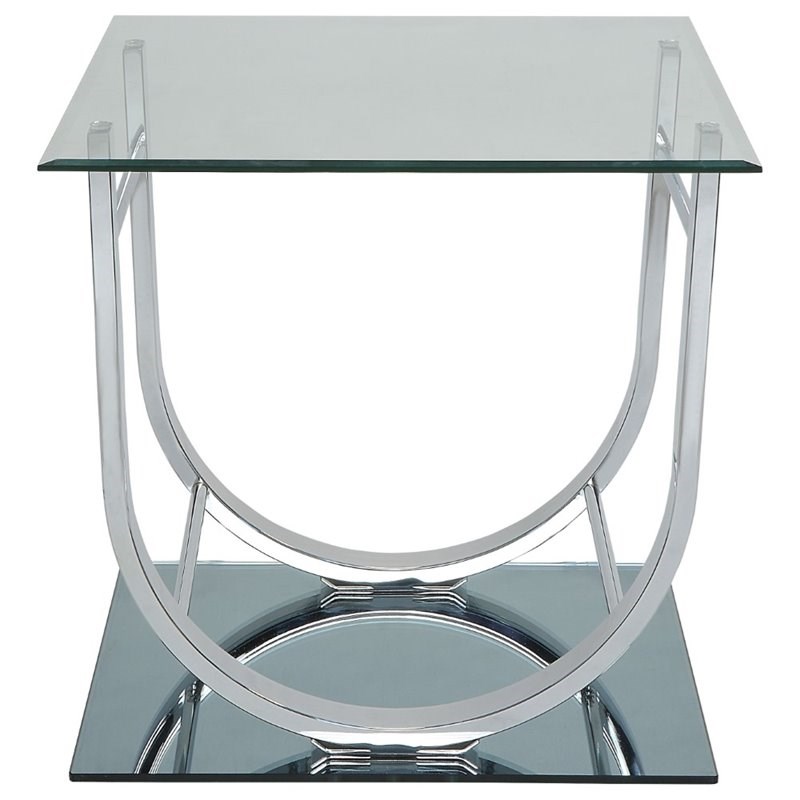 Coaster U Shaped Glass Top End Table in Chrome