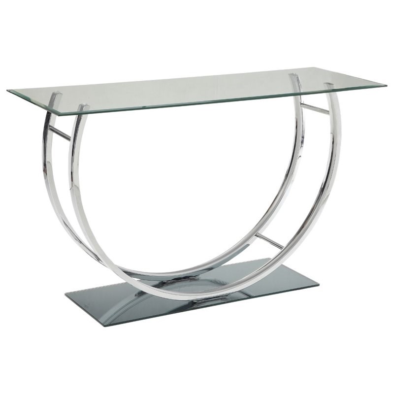 Coaster U Shaped Glass Top Console Table in Chrome