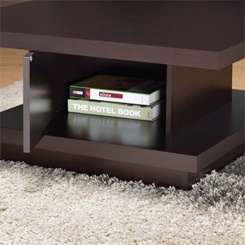 Coaster Square Pedestal Storage Coffee Table in Cappuccino Homesquare