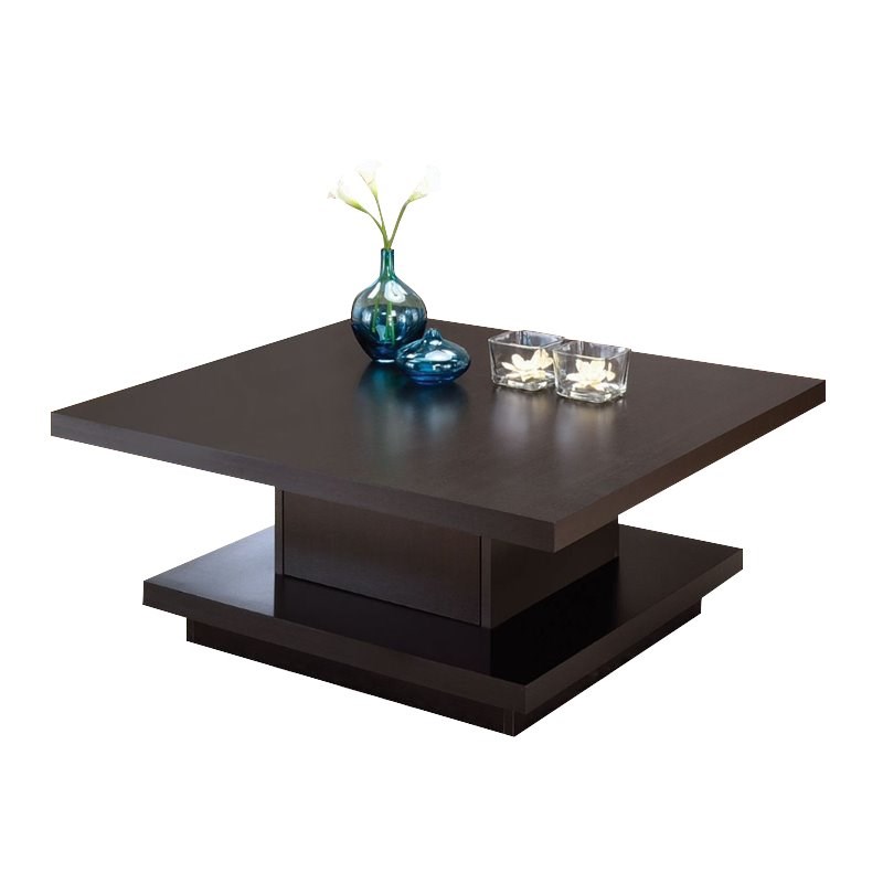 Coaster Square Pedestal Storage Coffee Table in Cappuccino Homesquare