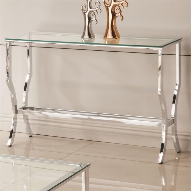 Coaster Glass Top Console Table in Chrome