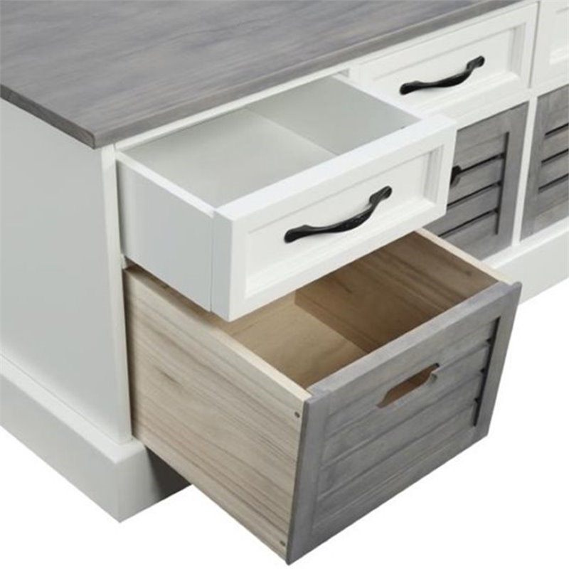 Coaster 6 Drawer Storage Bench in White and Gray