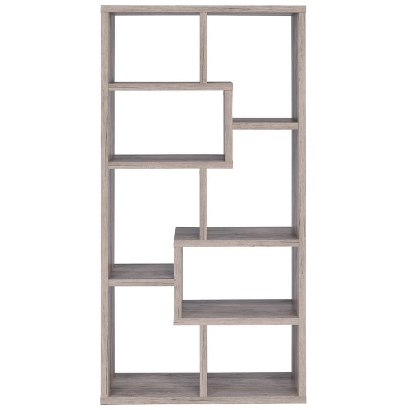 Coaster Contemporary Tall Spacious Wooden Bookcase in Gray Driftwood