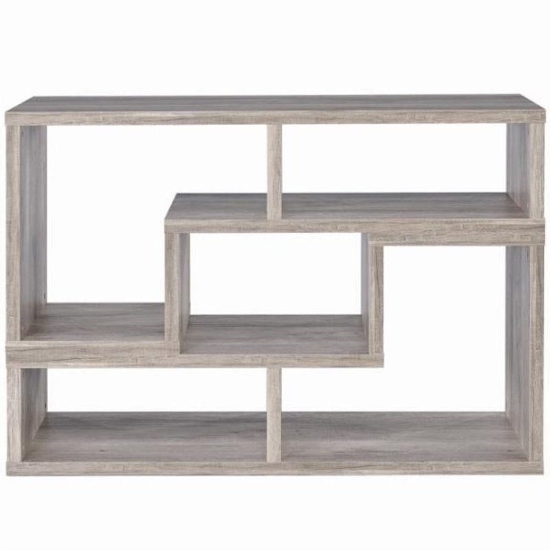 Coaster Contemporary Modern Adjustable Wooden Bookcase in Gray Driftwood