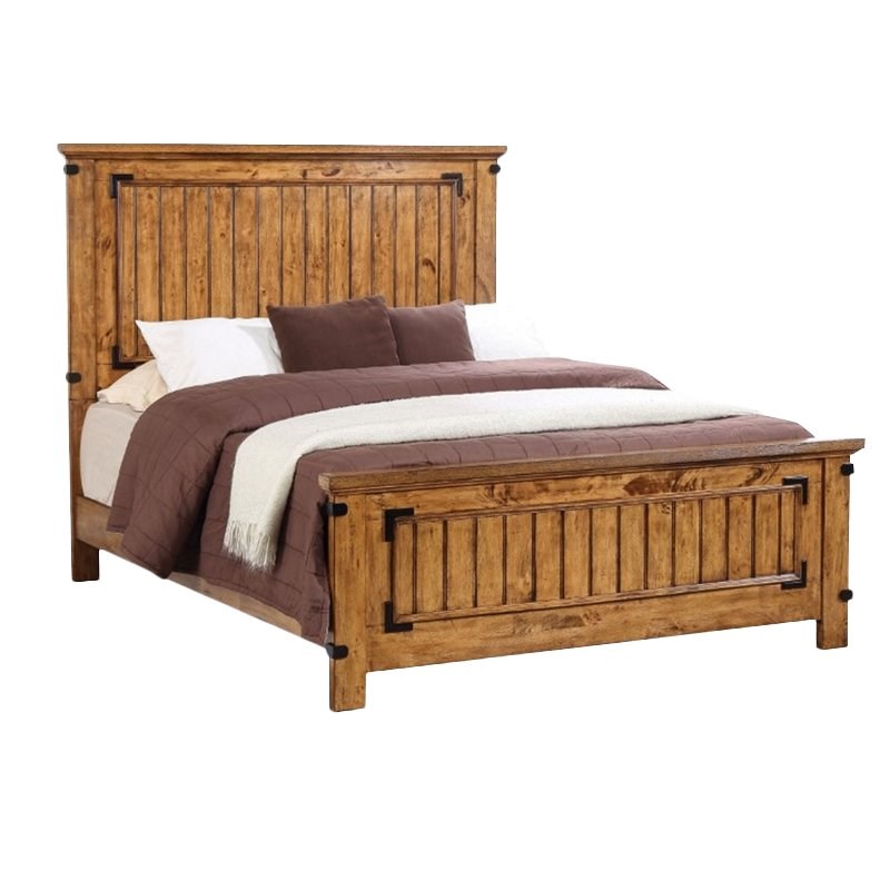 Coaster Brenner 2PC Set with Full Bed and Nightstand in Natural Wood