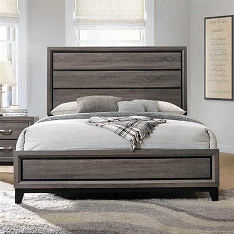 Coaster Watson Queen Panel Bed in Gray Oak and Black
