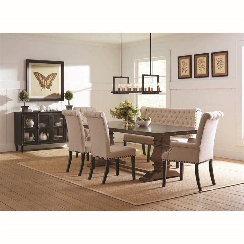 Coaster Mapleton Dining Settee in Beige and Cappuccino Homesquare