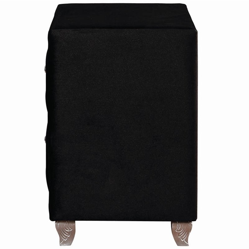 Coaster Deanna 2 Drawer Velvet Nightstand in Black Homesquare
