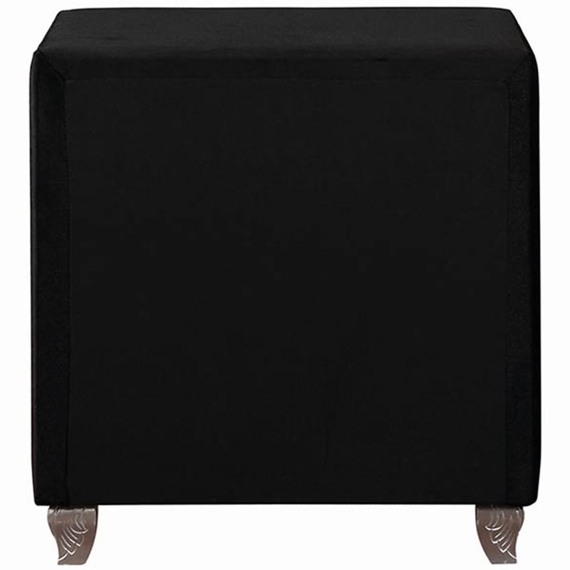 coaster deanna 2 drawer velvet nightstand in black 206102