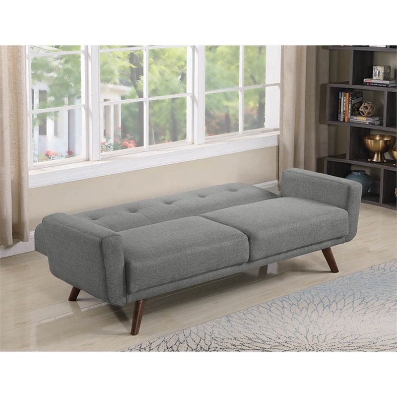 Coaster Hilda Tufted Sleeper Sofa in Gray and Walnut Homesquare