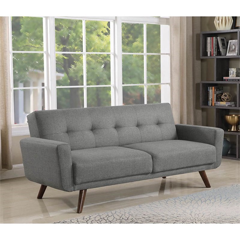 Coaster Hilda Tufted Sleeper Sofa in Gray and Walnut Homesquare