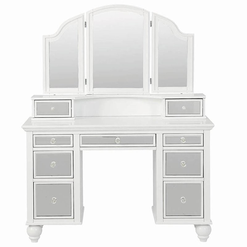 Coaster 3 Piece Vanity Set in White and Tan Homesquare