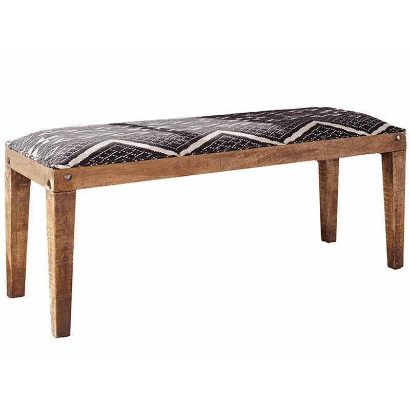 Coaster Upholstered Bench in Natural and Navy