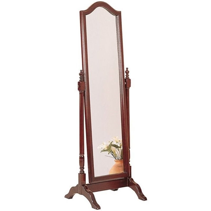 Coaster Arched Top Cheval Mirror in Merlot