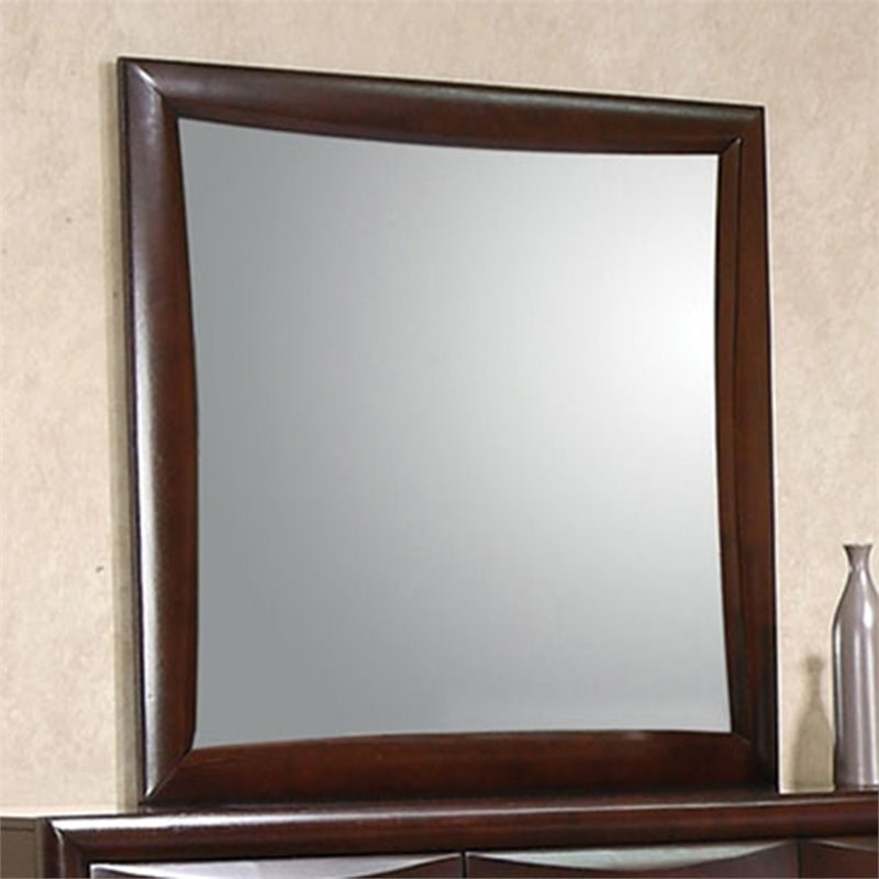 Coaster Phoenix Square Mirror in Cappuccino and Brushed Nickel