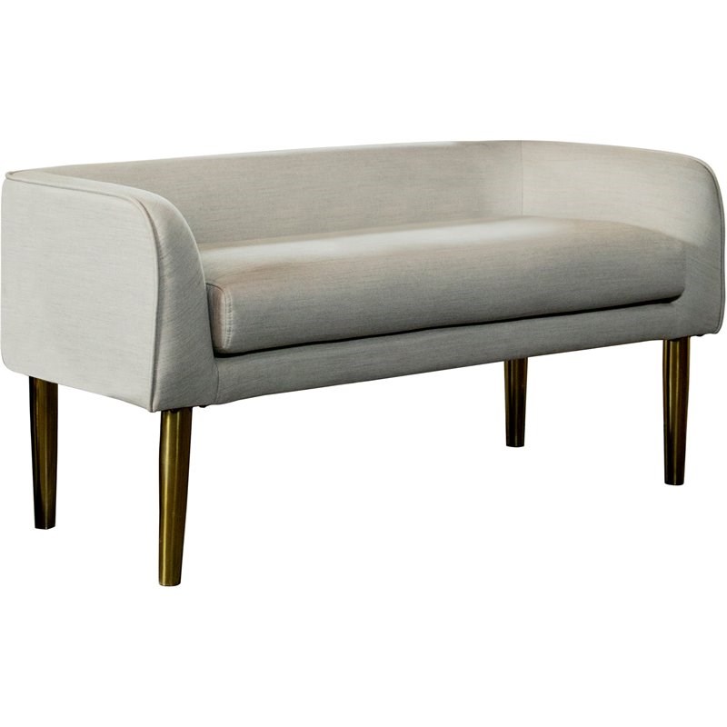 Coaster Low Back Upholstered Bench in Light Gray and Gold