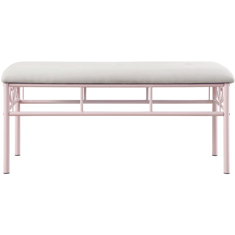 Coaster Massi Tufted Upholstered Bench in Powder Pink