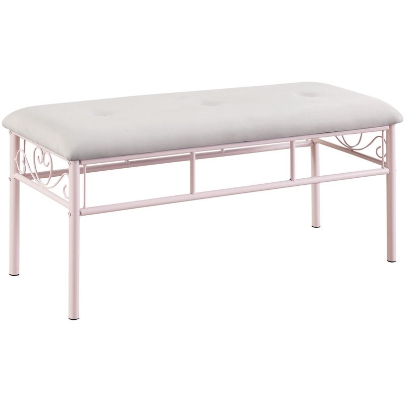 Coaster Massi Tufted Upholstered Bench in Powder Pink