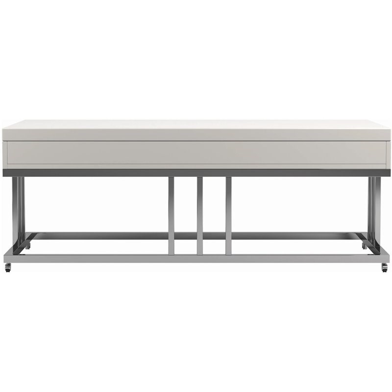 Coaster 2 Drawer Rectangular Coffee Table in Glossy White and Chrome