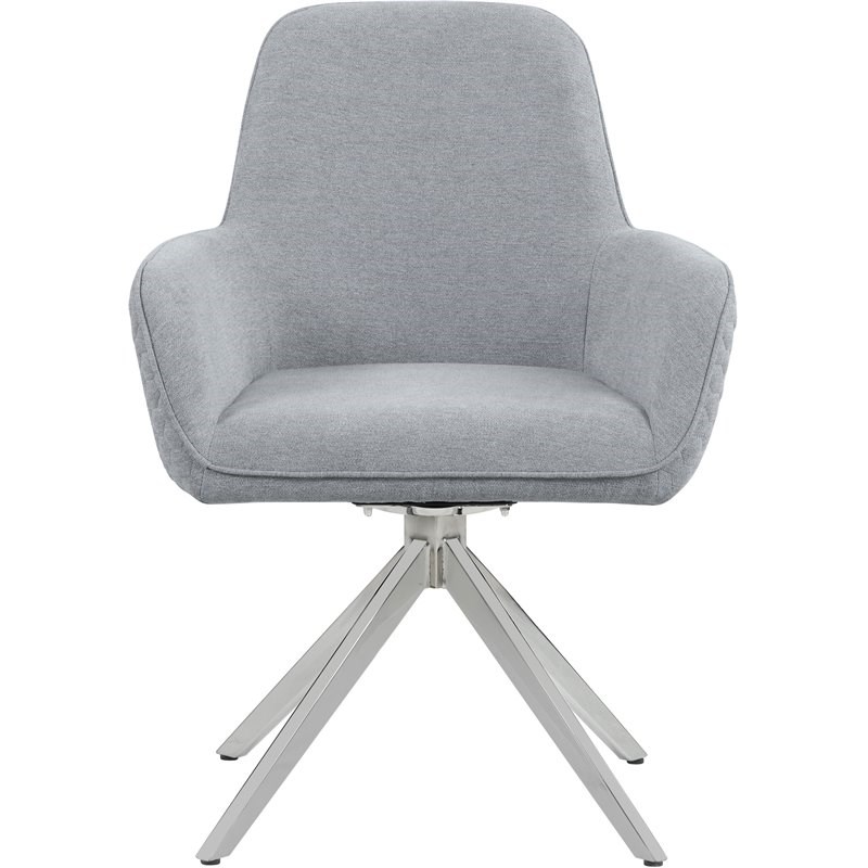 Coaster Abby Flare Arm Side Chair in Light Grey and Chrome