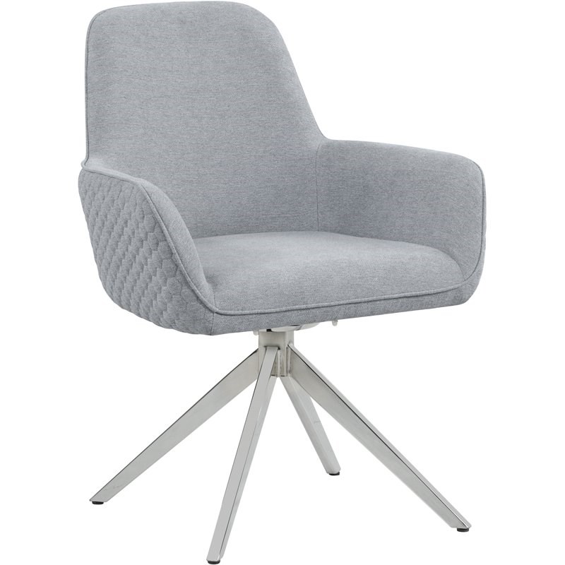 Coaster Abby Flare Arm Side Chair in Light Grey and Chrome
