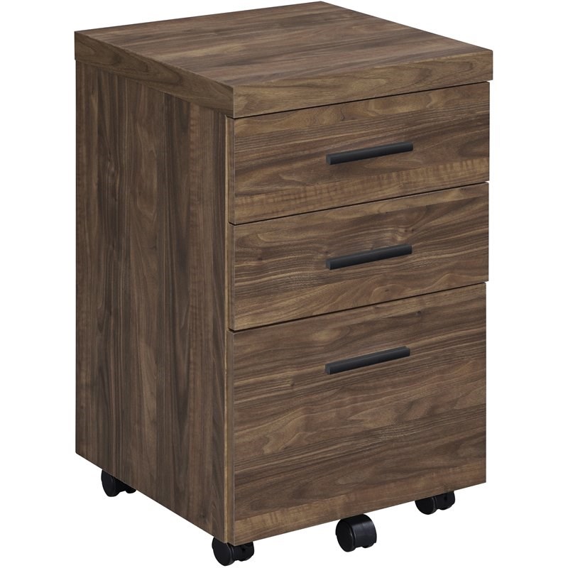 Coaster Luetta 3 Drawer Mobile Storage Cabinet with Casters in Aged Walnut